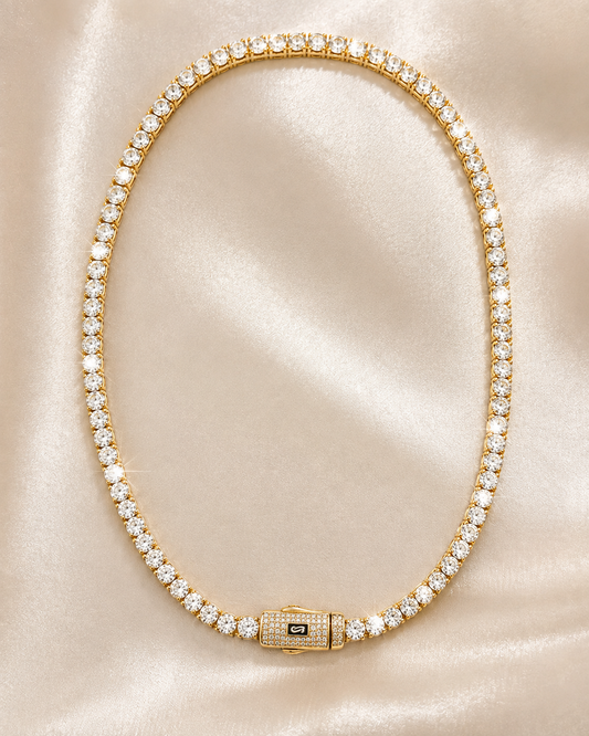 14K Gold Plated CZ Tennis Necklace